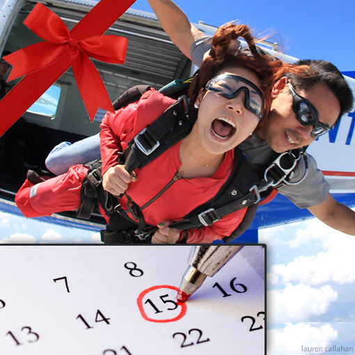Reservations for tandem skydiving gifts