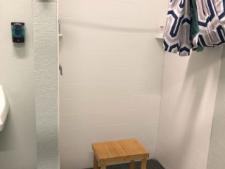 Both men's and women's restrooms by the air-conditioned packing room feature shower facilities.