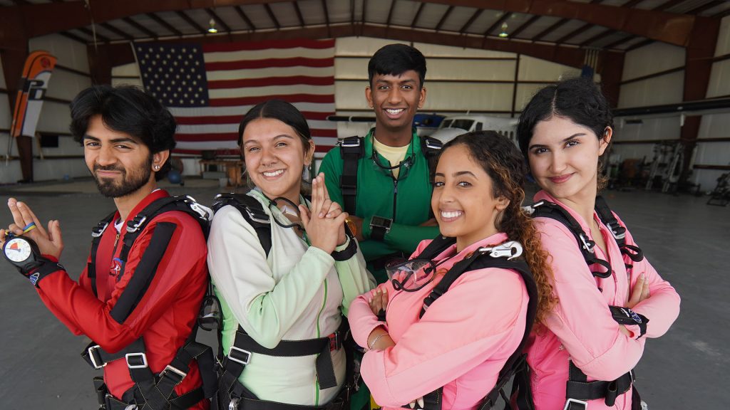 Group of tandem skydivers at Spaceland