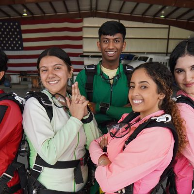 Group of tandem skydivers at Spaceland